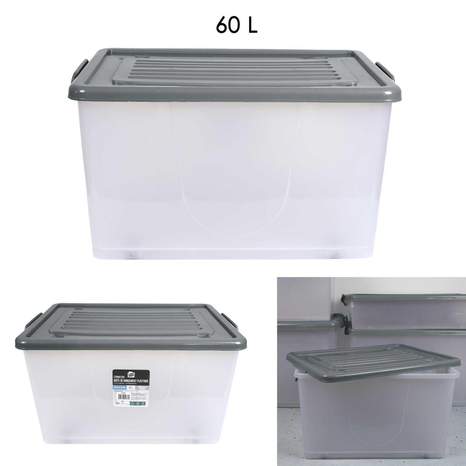 BOITE RANGEMENT PLASTIQUE 60L