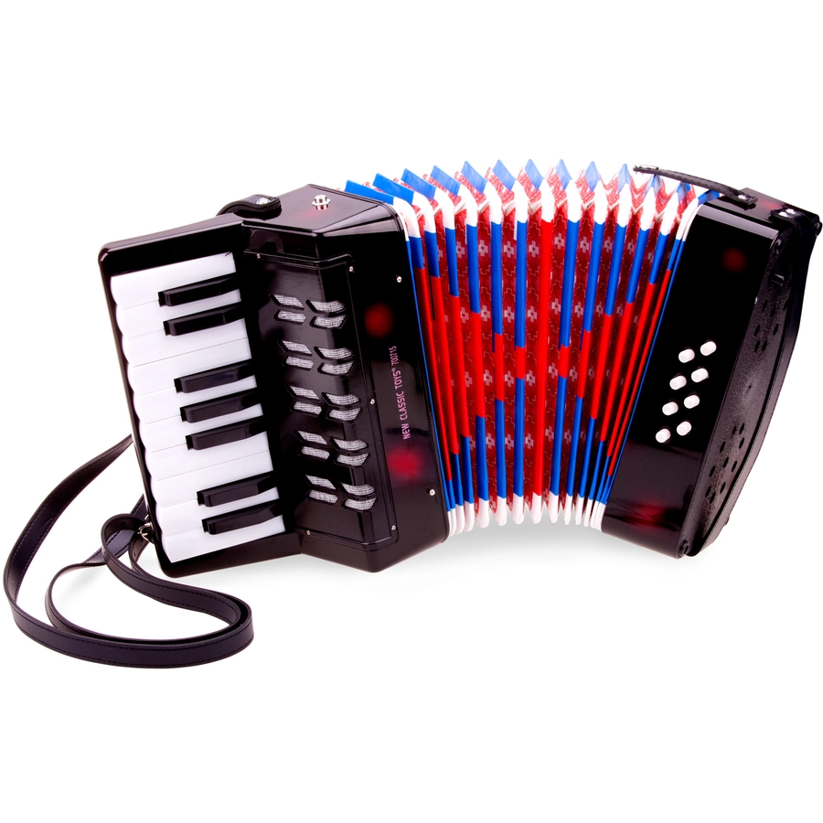 New Classic Toys Akkordeon Groß - Schwarz mit Musikbuch