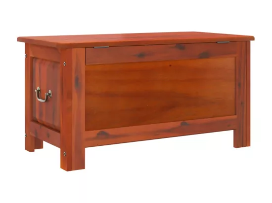 Coffre de rangement avec couvercle marron bois massif d'acacia