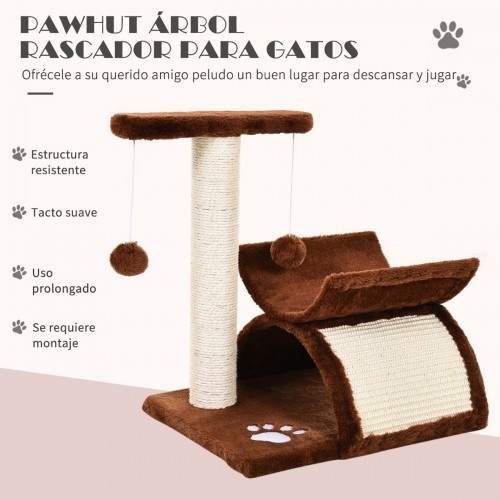 Árvore para gatos Pawhut com bolas de brincar castanhas