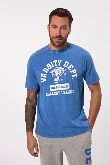 T-Shirt, Halbarm, Vintage Look, Varsity Print, Rundhals, bis 8 XL