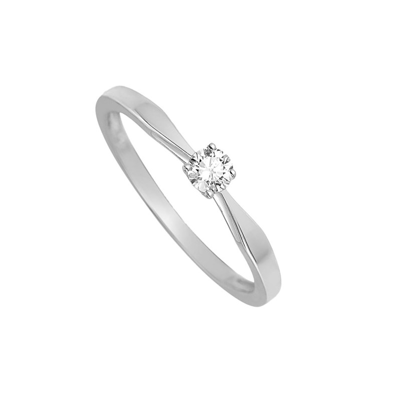 Bague Femme - Or 18 Carats - Diamant 0,14 Carats