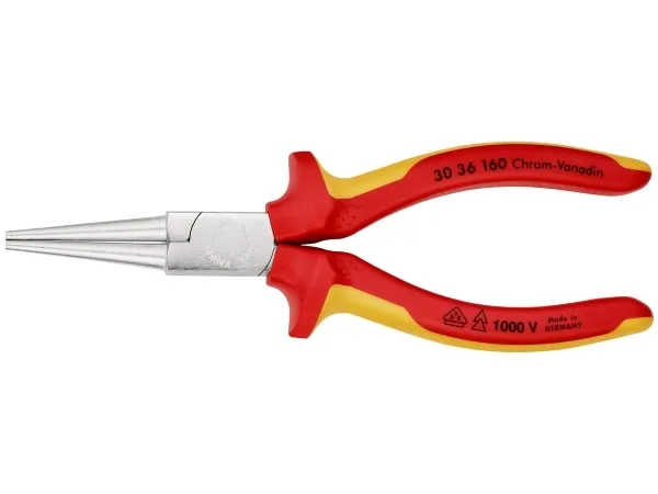 Knipex 30 36 160, Nåletang, 2,5 mm, 4,1 cm, Stål, Rød, Gul, 160 mm