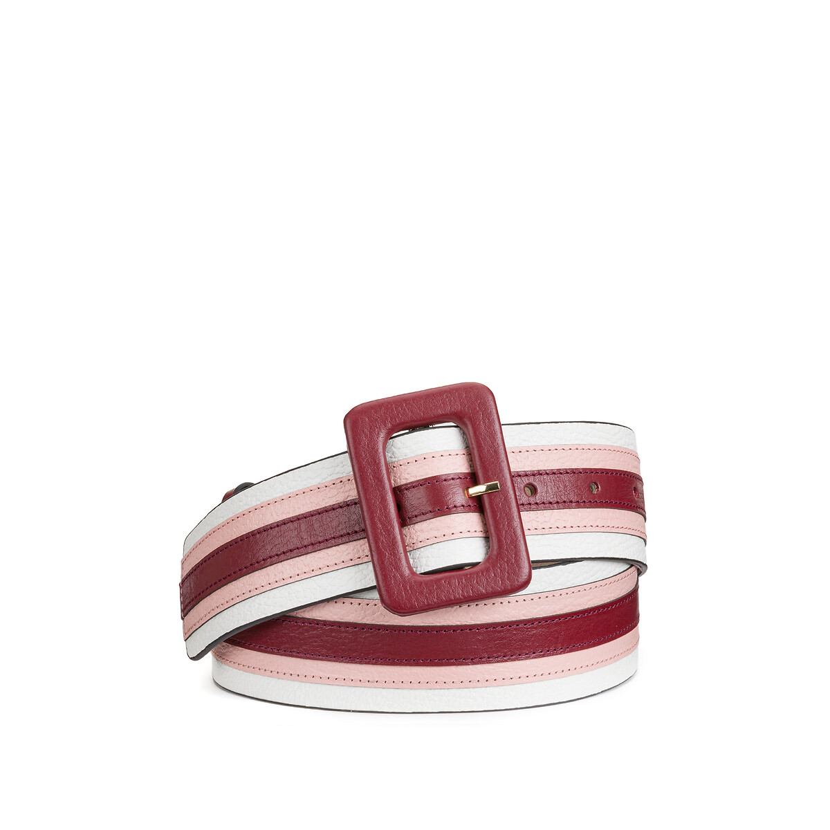 COLEÇÕES LA REDOUTE<br>Cinto de couro com fivela quadrada, em três cores