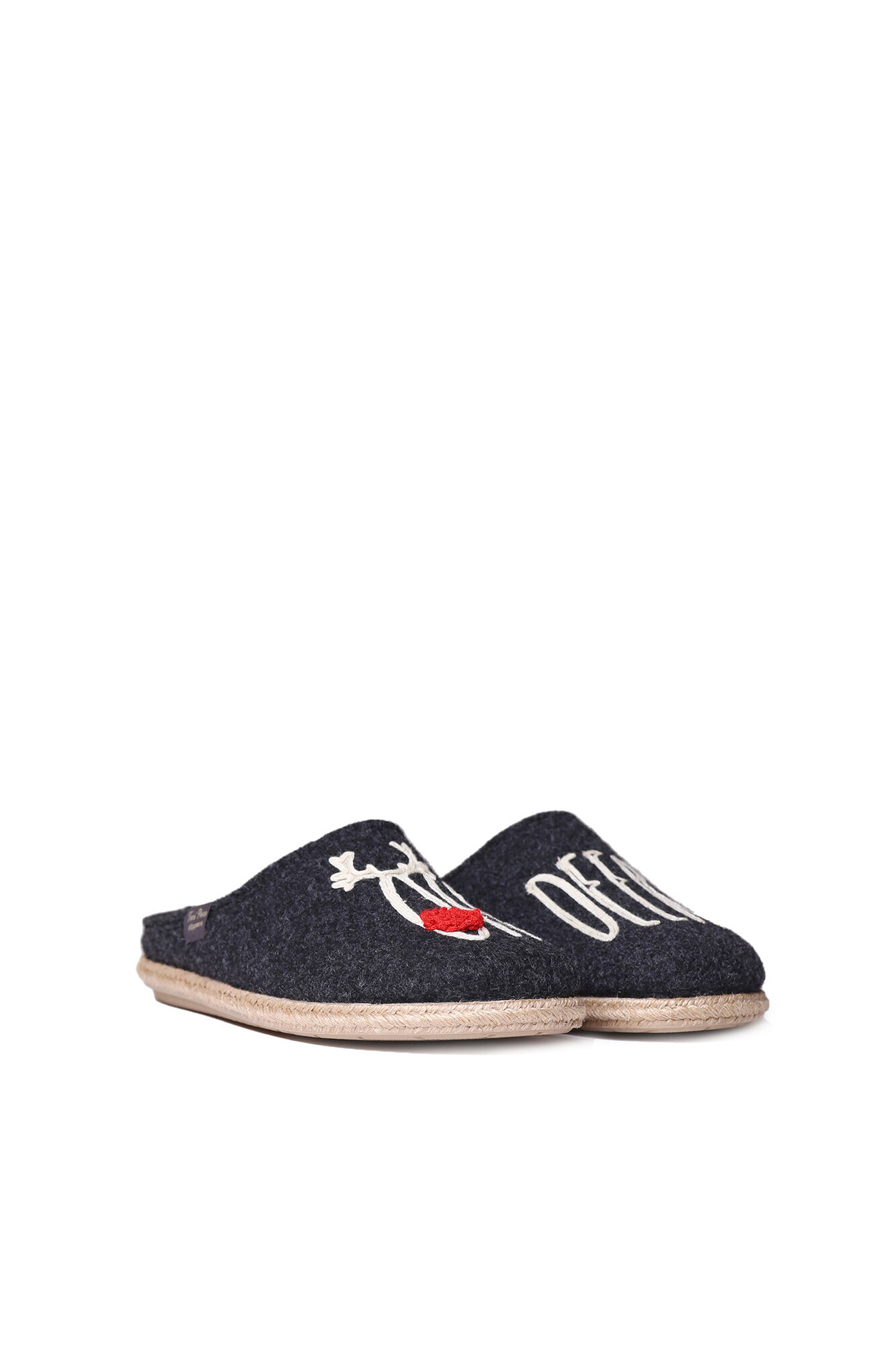 Pantufas masculinas de feltro na cor cinza