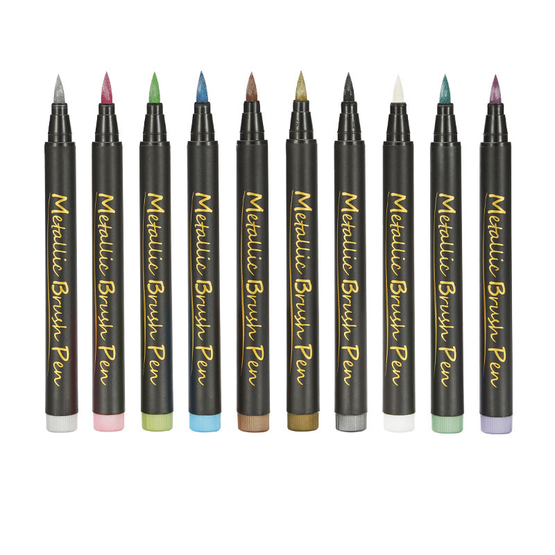 (10er Set) Metallic Marker Pinsel Filzstifte Brush Pen auf Wasserbasis
