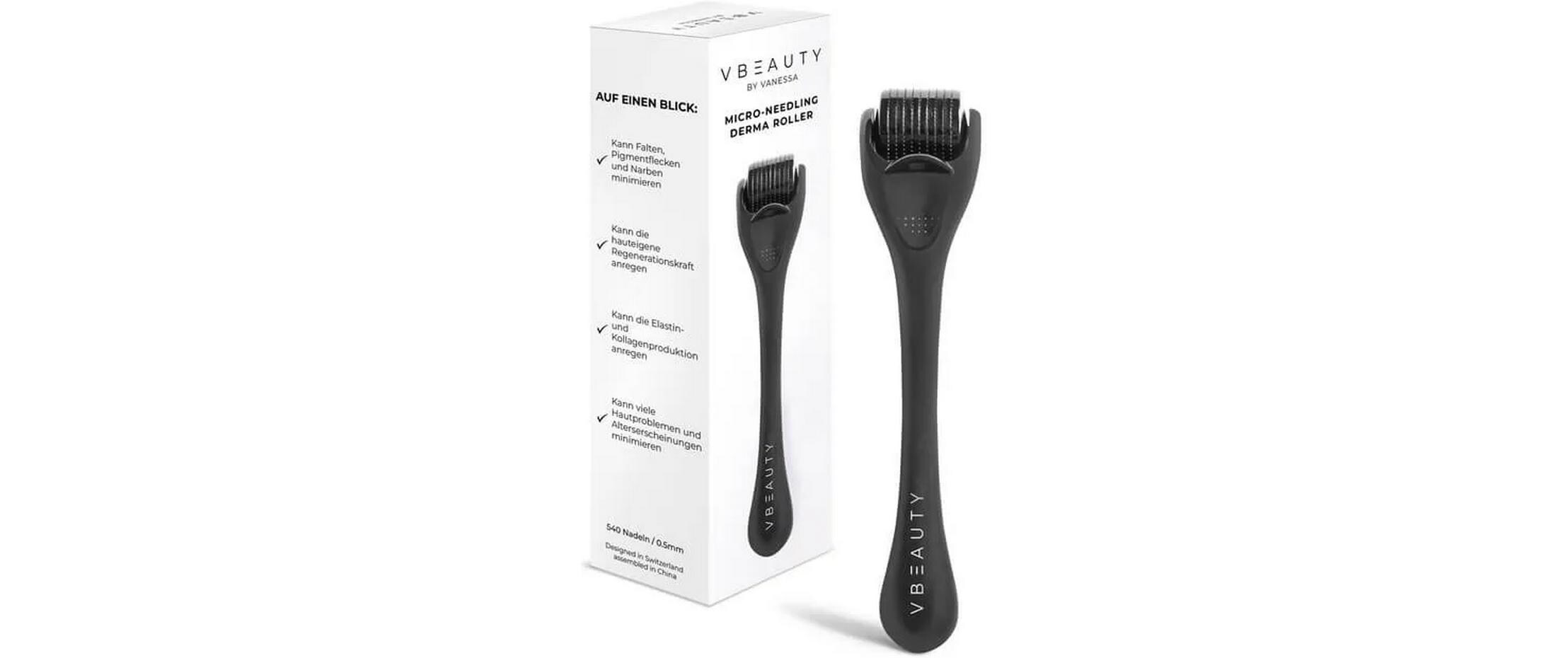 Microneedling Derma Roller Schwarz MattDerma Roller regt die Produktion von Kollagen und Elastin an