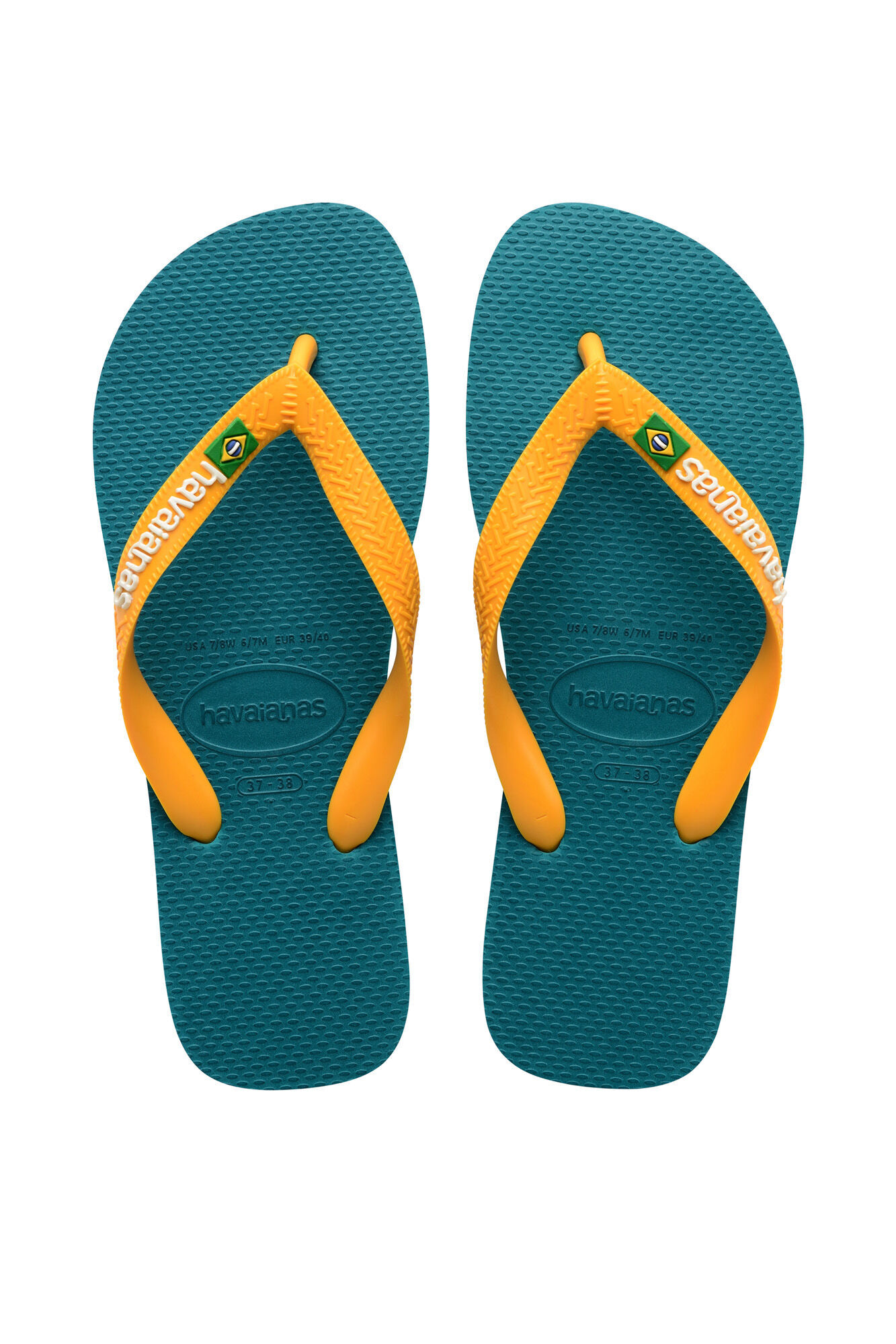 Chinelo Hav. Logotipo do Brasil - turquesa
