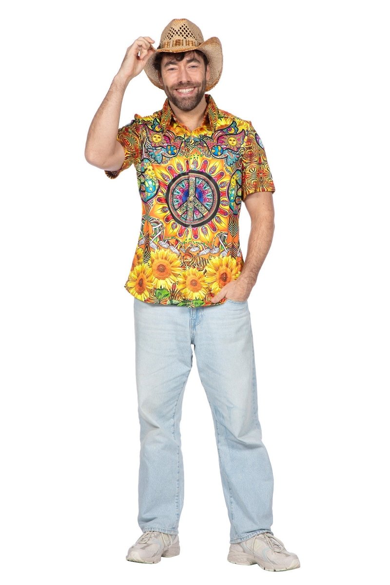 Hippie 60S Blouse Heren Zonnebloem