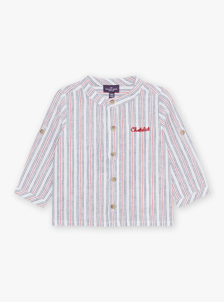 Chemise en lin écru à rayures
