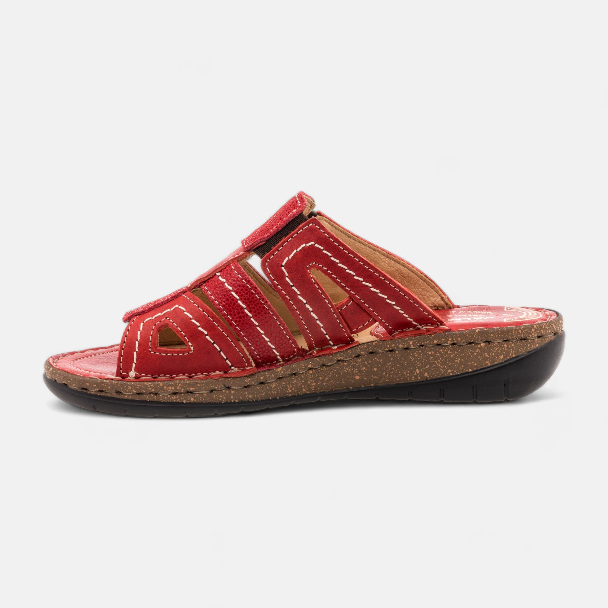 Nu-pieds confort Femme en cuir rouge