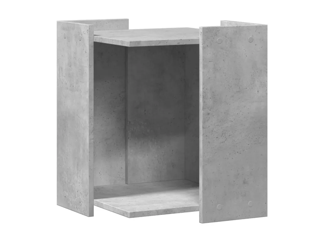 Meuble de bac à litière pour chat gris béton bois d'ingénierie