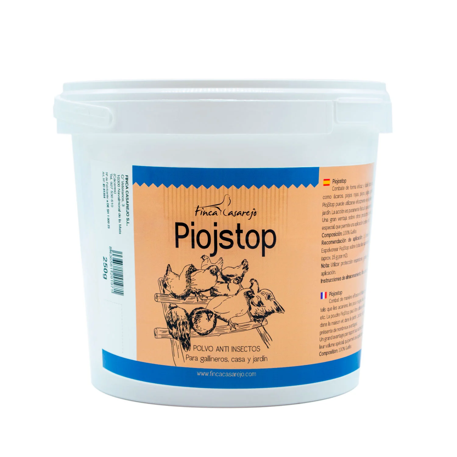 Pó Gurlite | PIOJSTOP 250 g | Repelente natural para parasitas externos em galinheiros, canis e jardins | Produto mineral eficaz contra piolhos, carrapatos e ácaros em aves