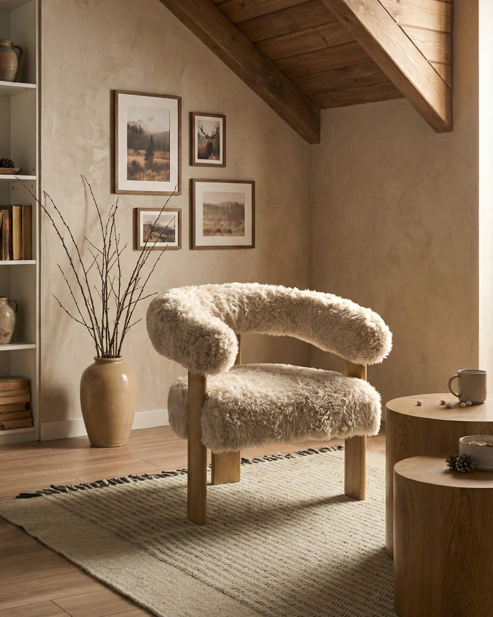 Fauteuil ILBRO Nepbont Gebroken wit/lichtbruin