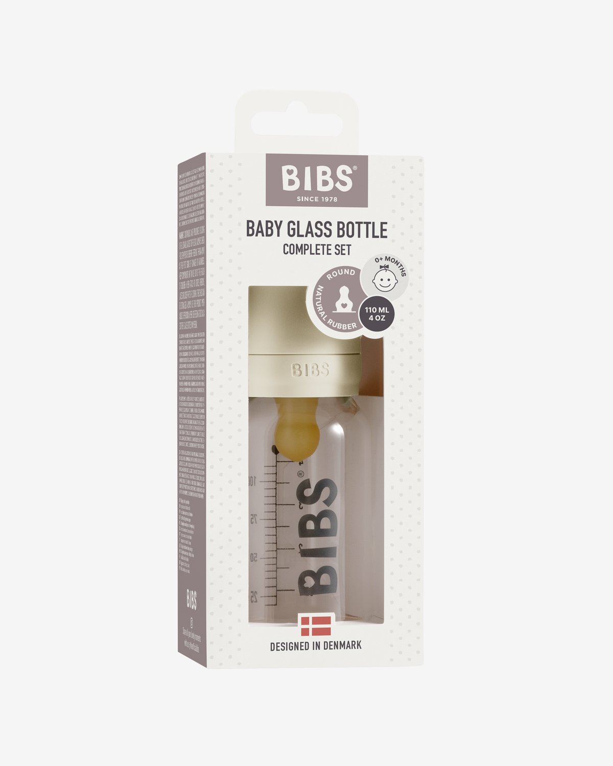 BIBS Tåteflaske i Glass 110 ml – Komplett Sett