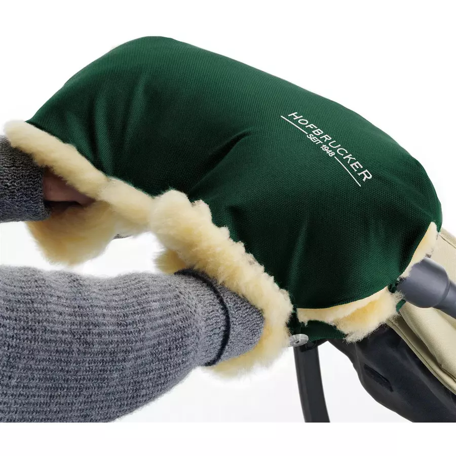 Hofbrucker LammfellhandWärmer für Kinderwagen Lammfell Handmuff Hergestellt in Deutschland tannengrün