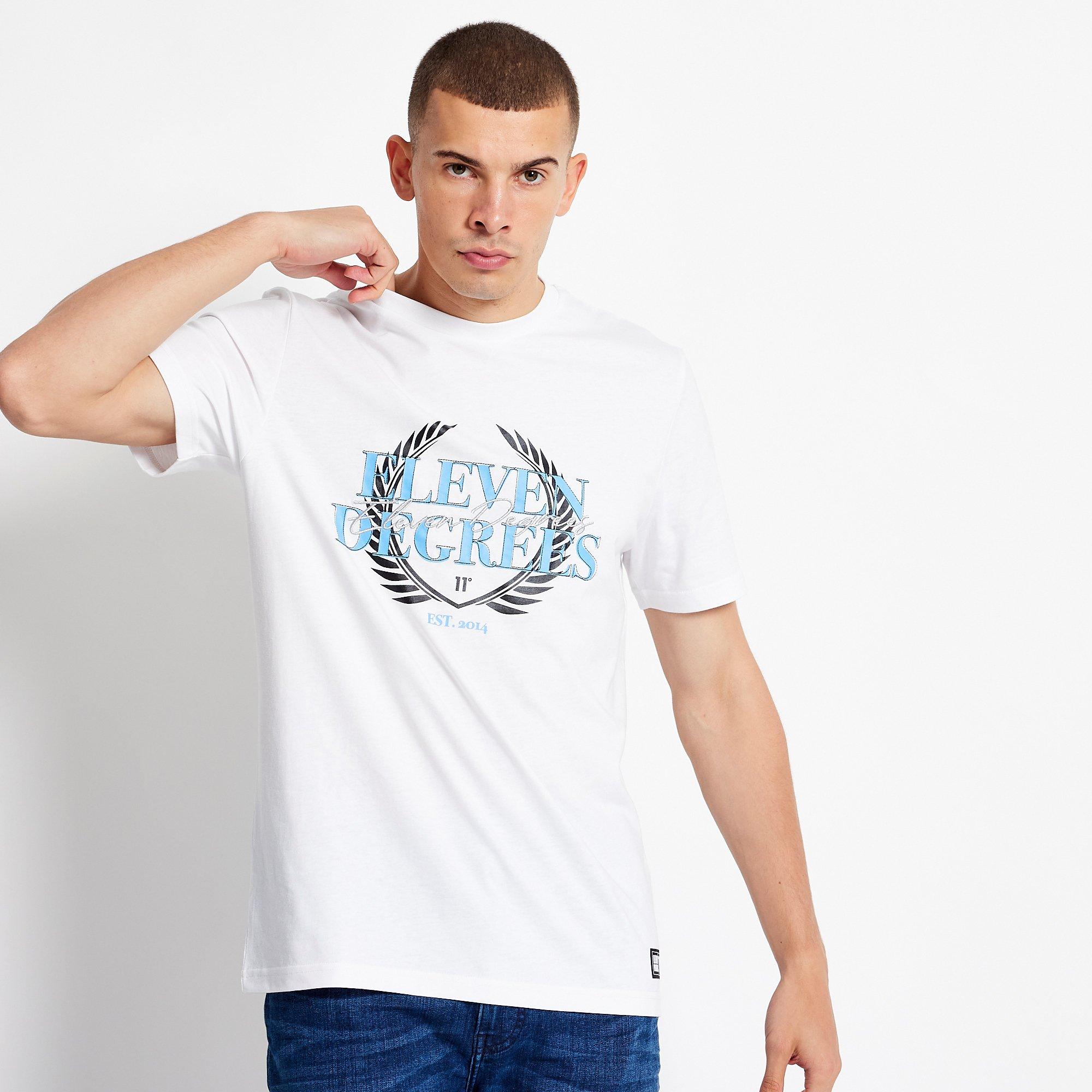 11 Degrees 11D Crest Graphic T Shirt White