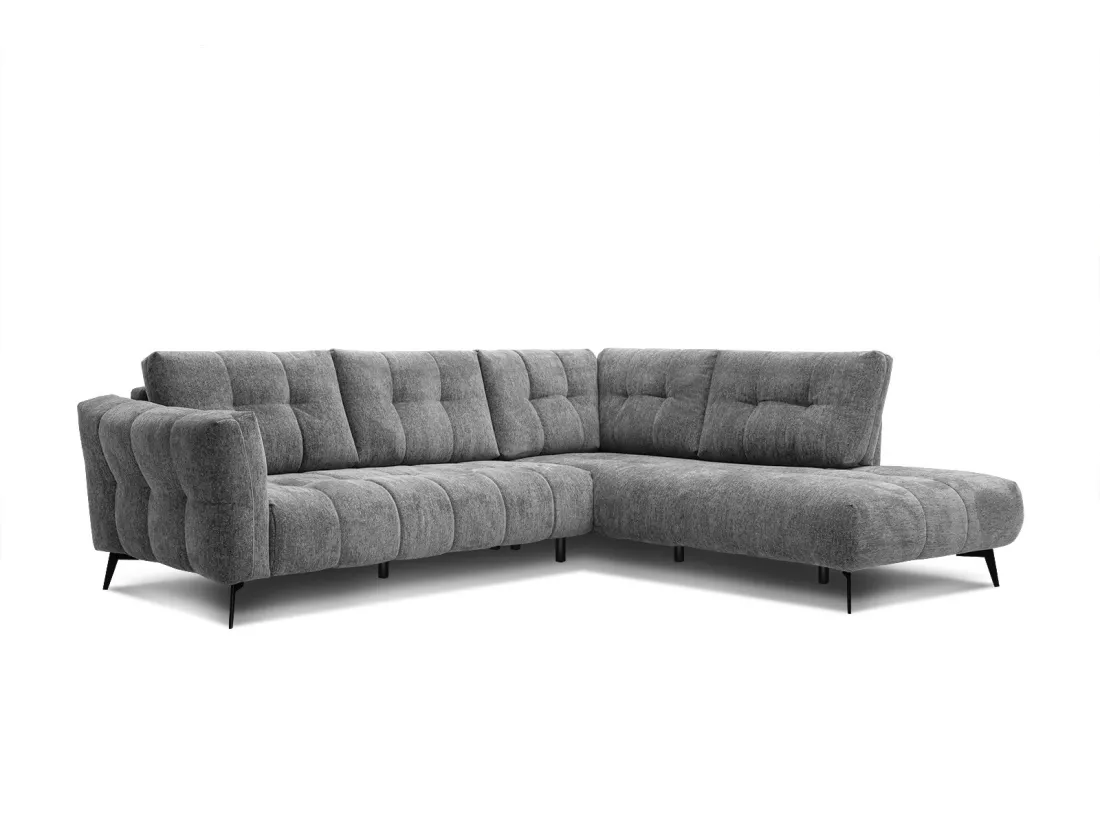 Canapé d'angle droit 5 places tissu gris moyen