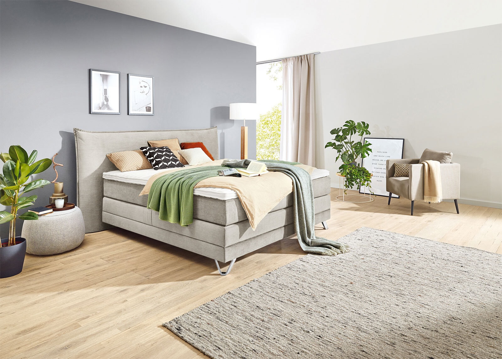 Ole Gunderson Boxspringbett FENSON OSLO EL 180 x 200 cm beige