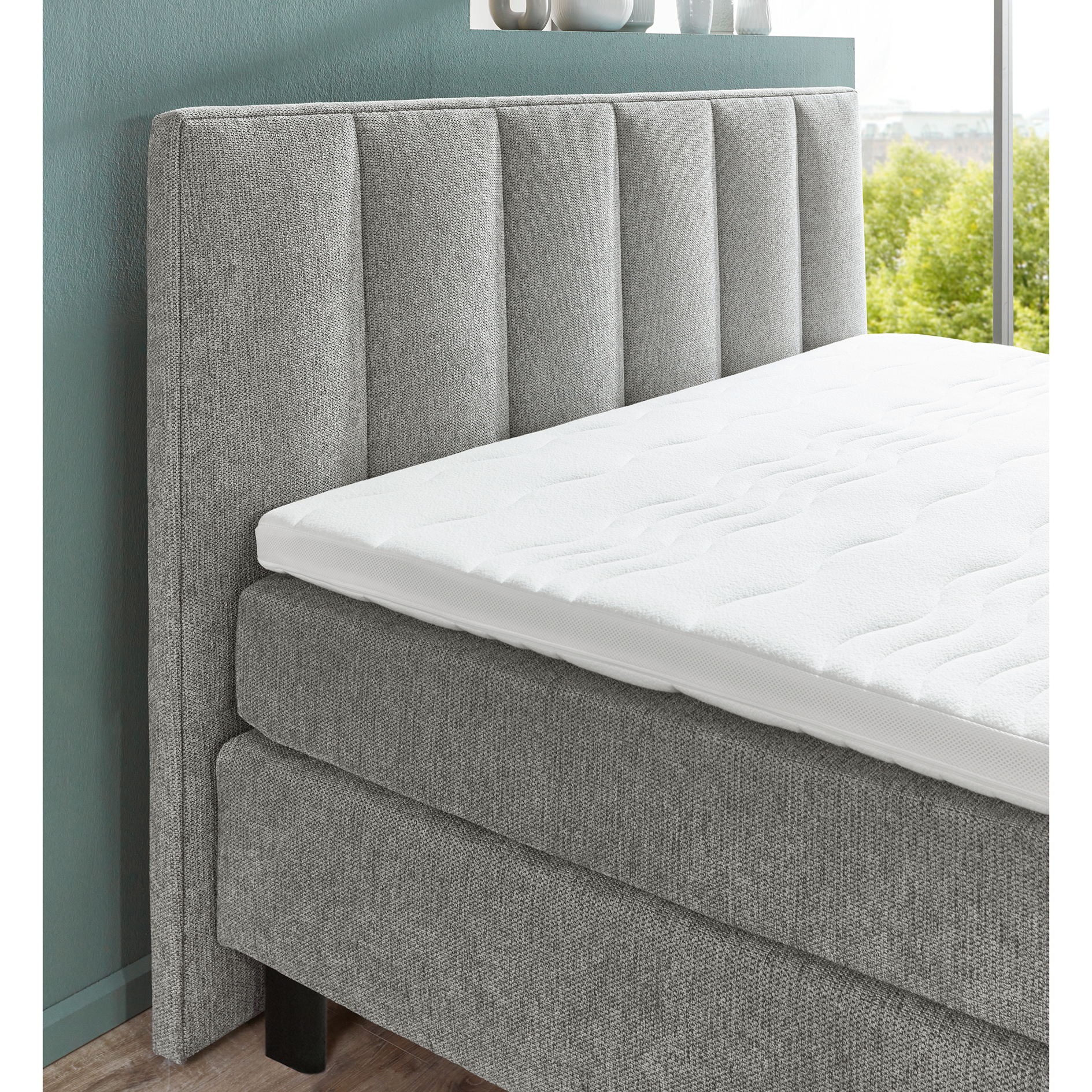 polsterpower Boxspringbett - grau - H3 - 180x200 cm