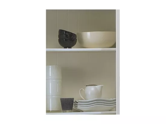 Vaisselier Blanc 4 Portes Coulissantes 2 Tiroirs 5 Niches L 121 H 198.8 P 42.3 cm