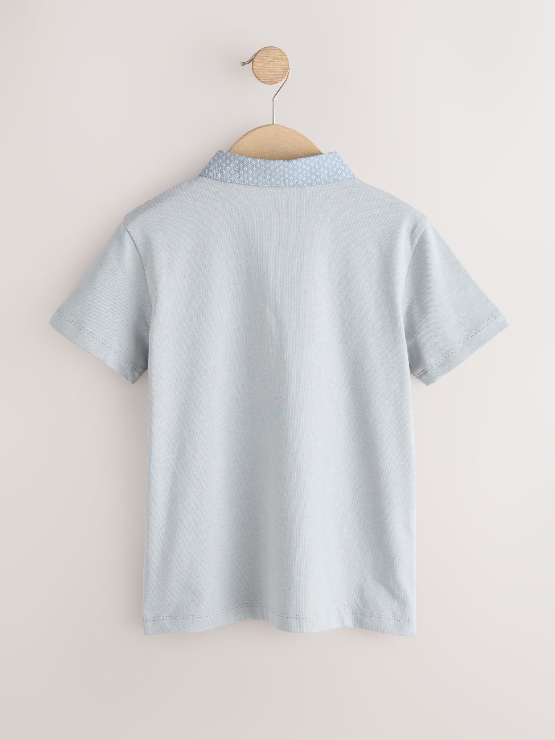 Grijs - Pattern Collar Short Sleeve Polo Shirt (3-16yrs)