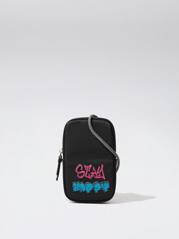Bolsa para celular com efeito nylon - Preta