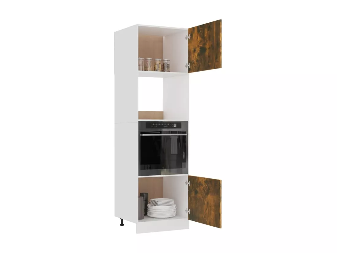 Armoire à micro-ondes Chêne fumé 60x57x207 cm Bois d'ingénierie
