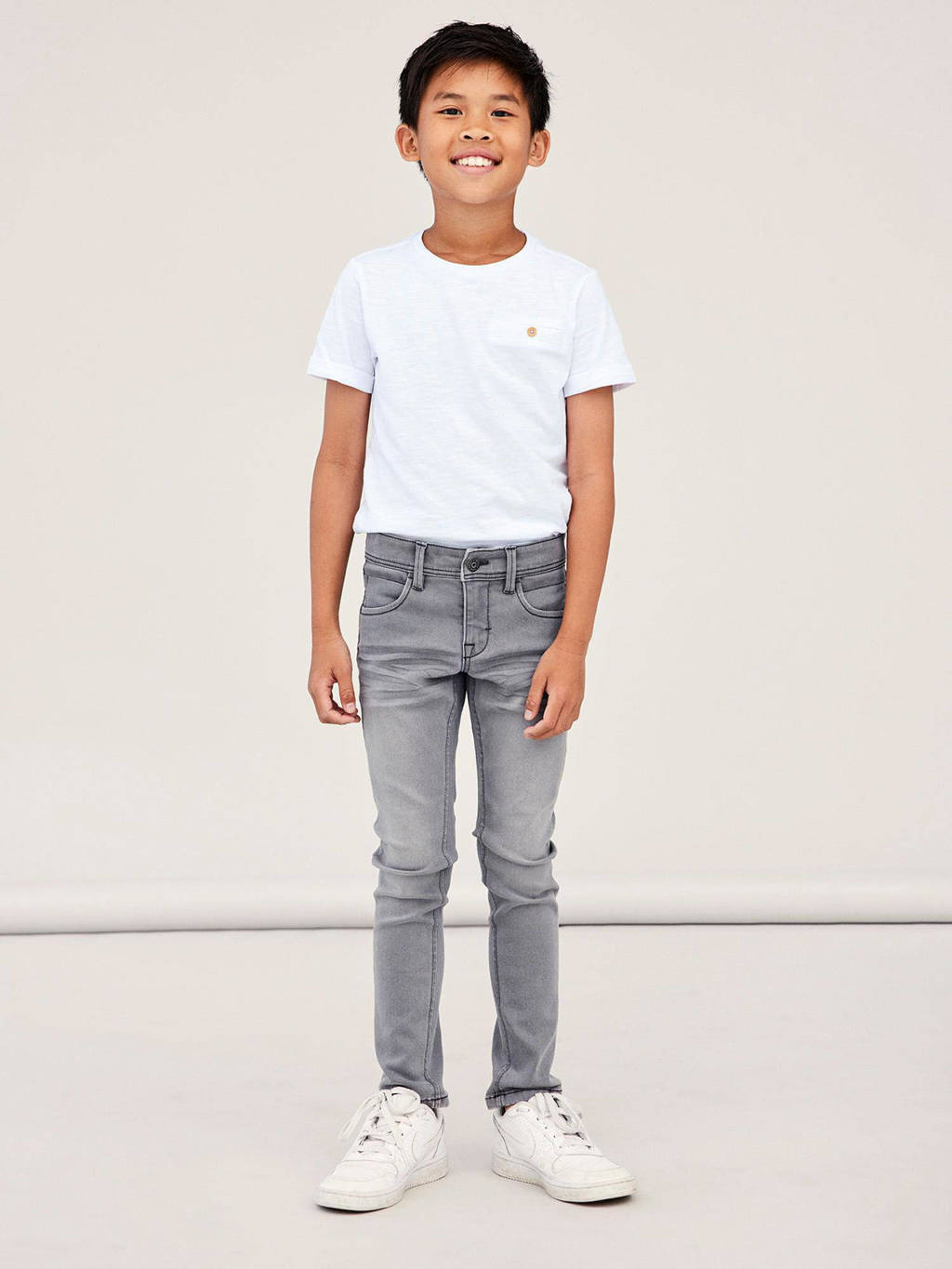 NAME IT slim fit jeans NKMSILAS grijs