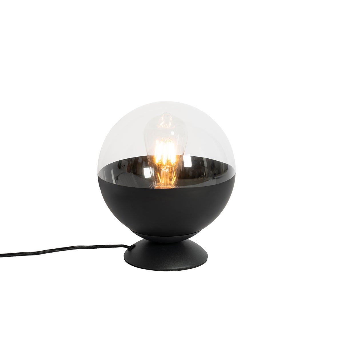 Retro tafellamp, zwart met helder glas - Eclipse