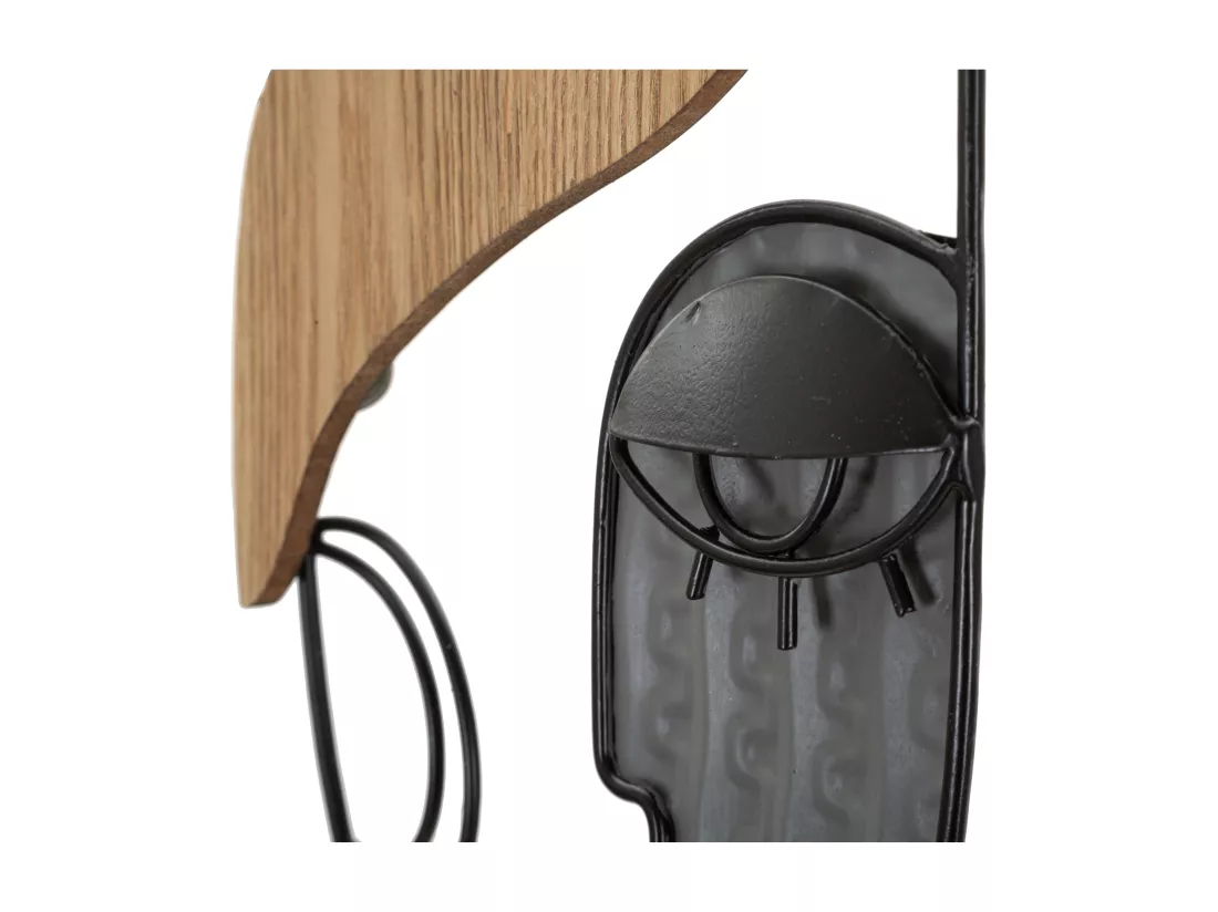 Porte-Manteau Mural PICASSY - Design Artistique en Métal et Bois Multicolore - Dimensions 16x6x33 cm - Matériaux MDF et Fer