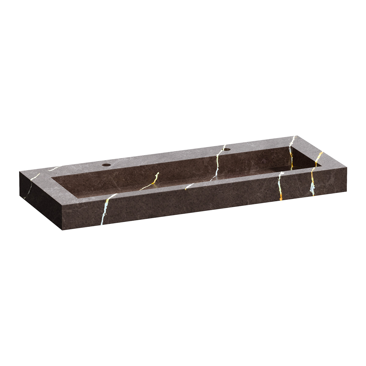 Brauer Coral wastafel marmerlook 120cm met 2 kraangaten copper brown