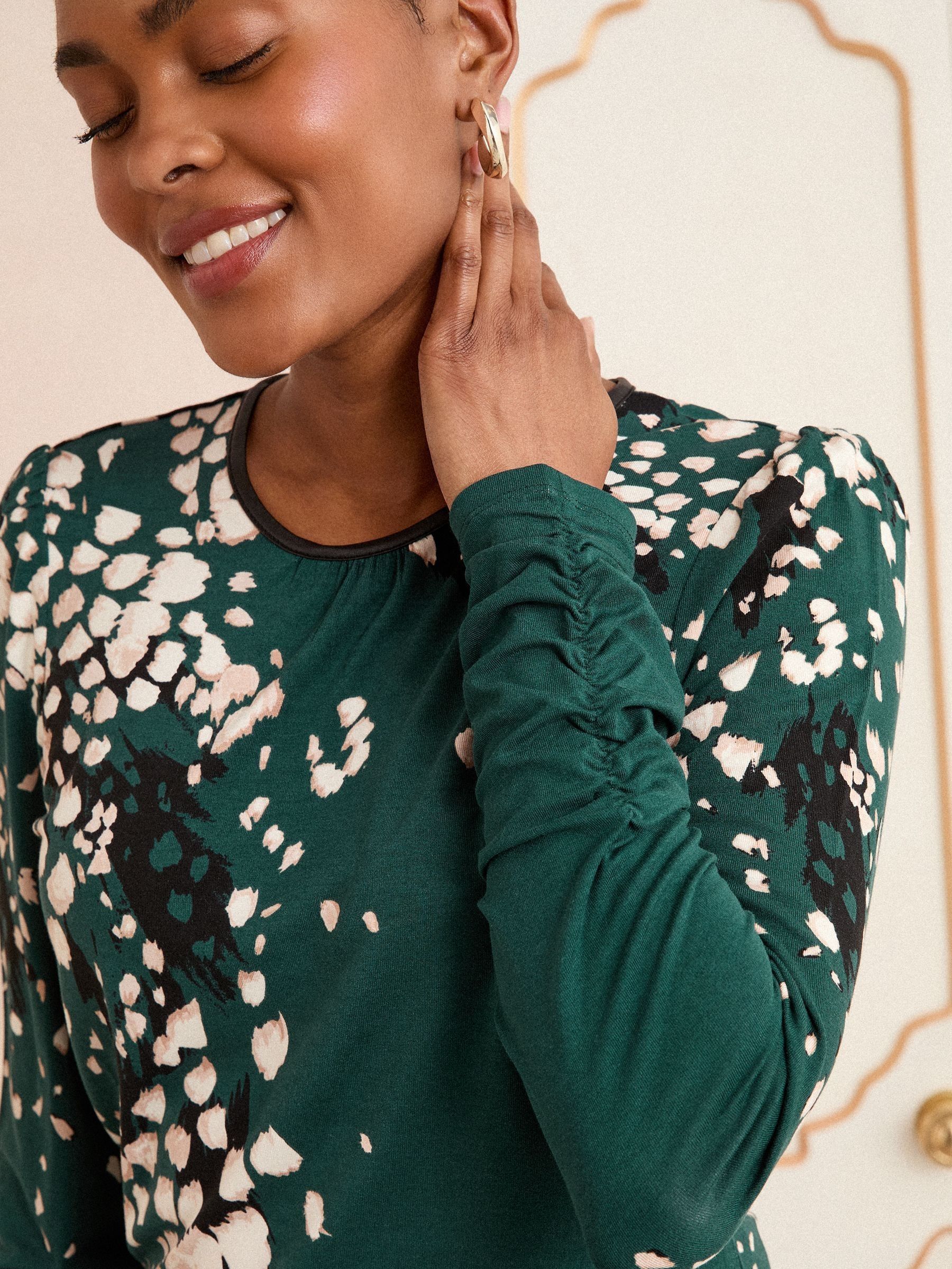 Blauwgroen - Love & Roses - Jersey top met lange mouwen