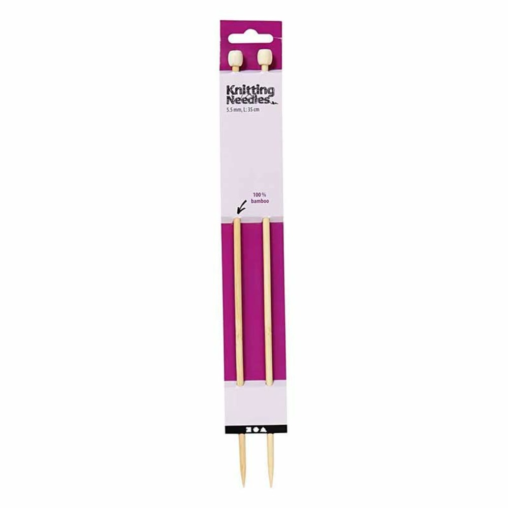 2 aiguilles à tricoter en bambou 35 cm - ø 5,5 mm