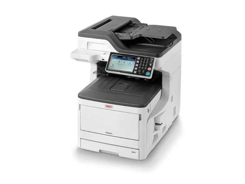 OKI MC853DN - Multifunktionsprinter - farve - LED - 297 x 431.8 mm (original) - A3 (medie) - op til 23 spm (kopiering) - op til 23 spm (udskriver) - 400 ark - 33.6 Kbps - USB 2.0, Gigabit LAN, USB vært