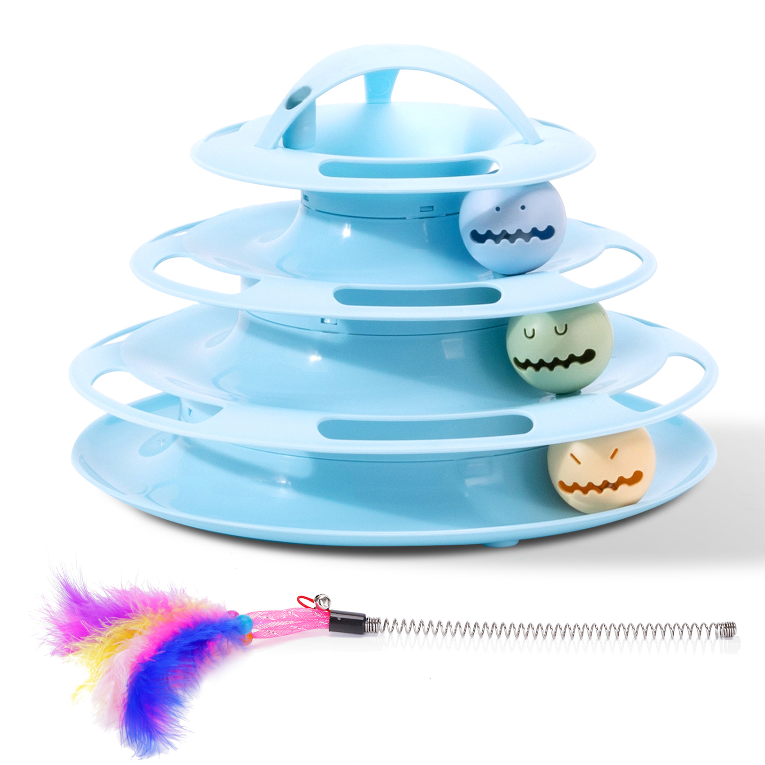 Brinquedo para Gatos Nobleza, Torre Interativa com 4 Bolas e 3 Níveis, Torre Interativa para Gatos