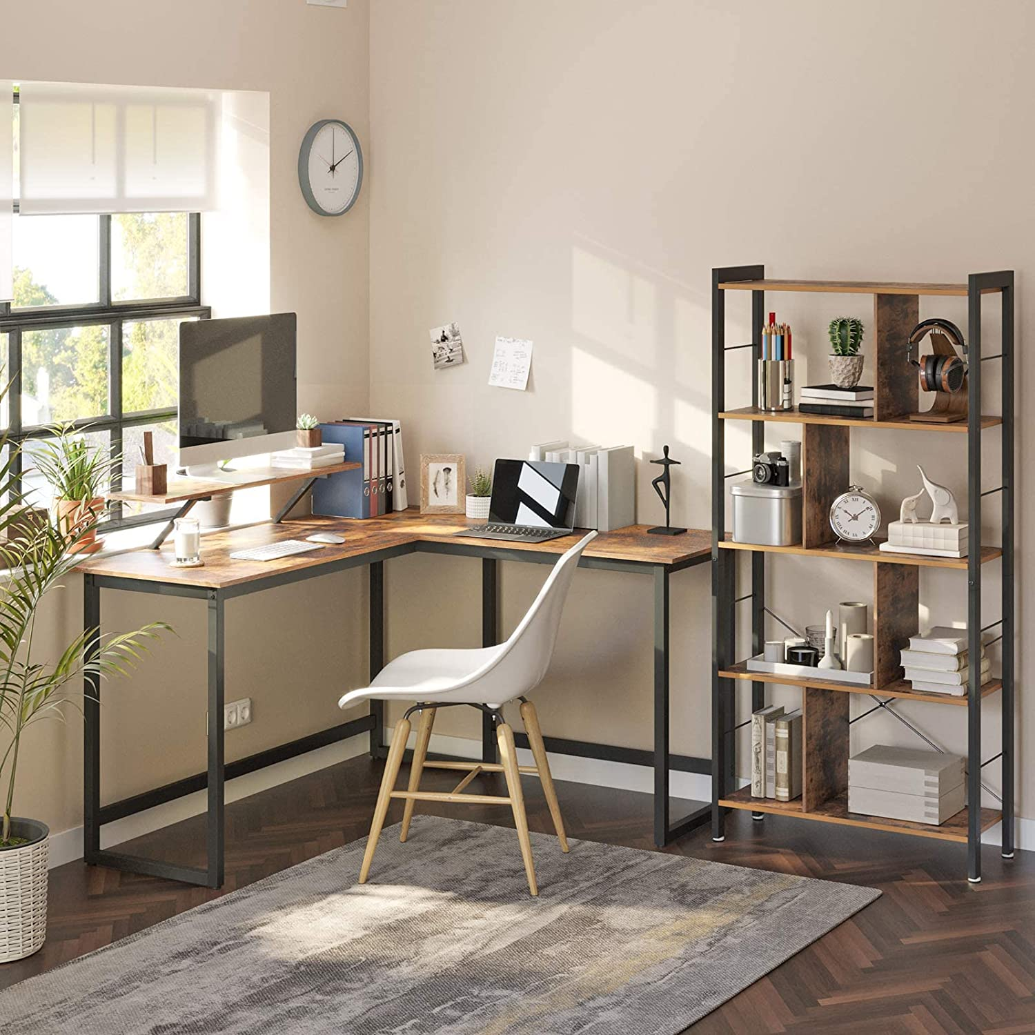 Computerbureau L-vormig Indusign bruin
