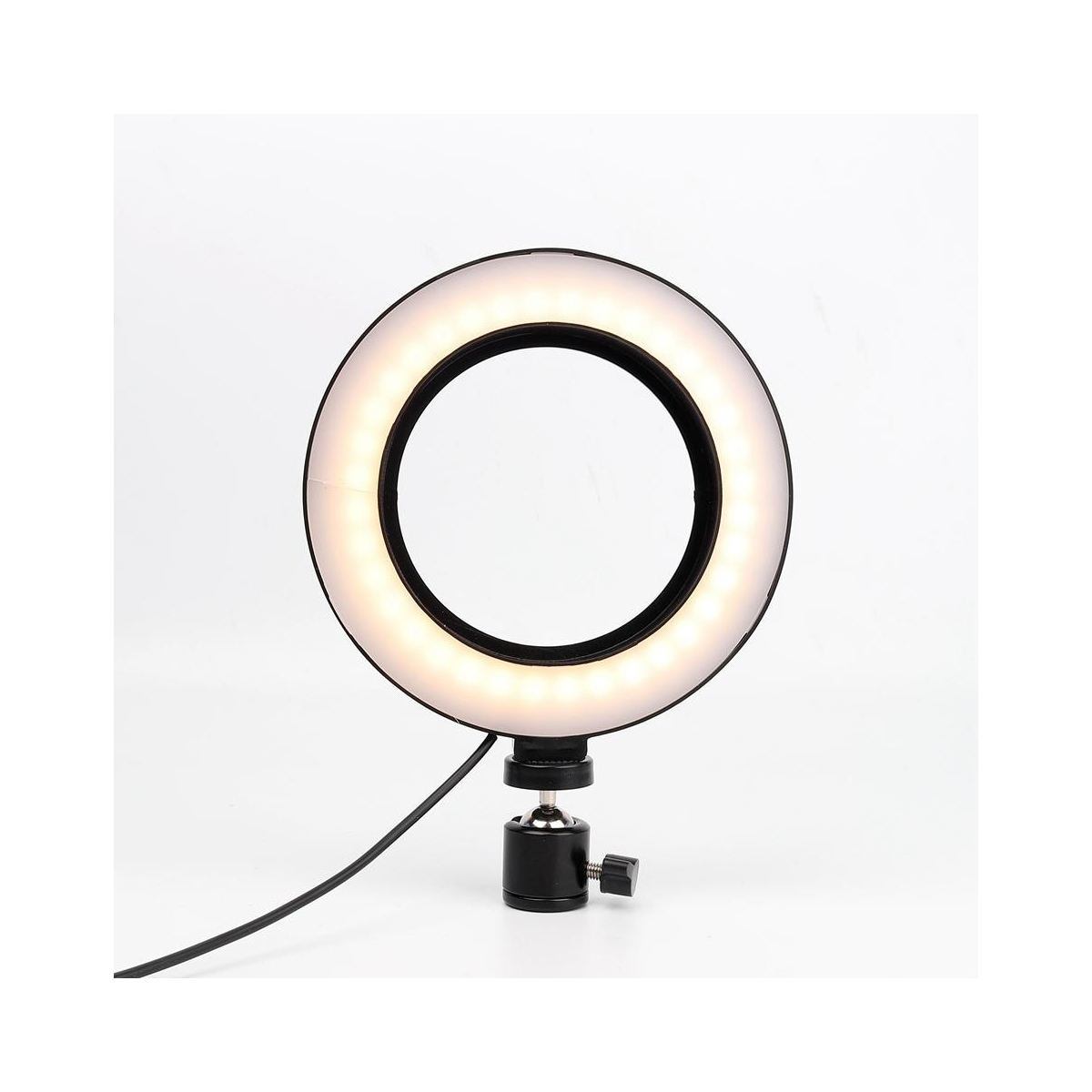 INF Roterbar selfie på stativ med LED-lys, 15 cm - Svart