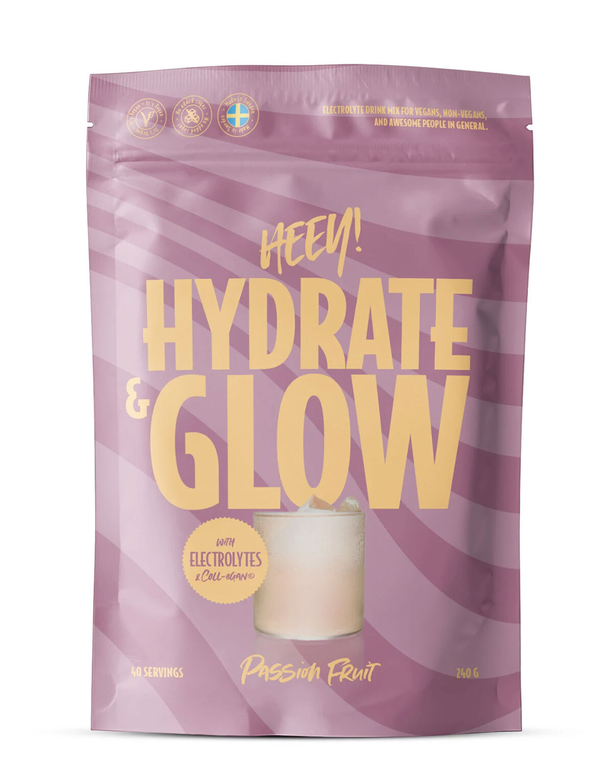 Heey! Hydrate & Glow Electrolytes+Collagen Passionfruit 240g
