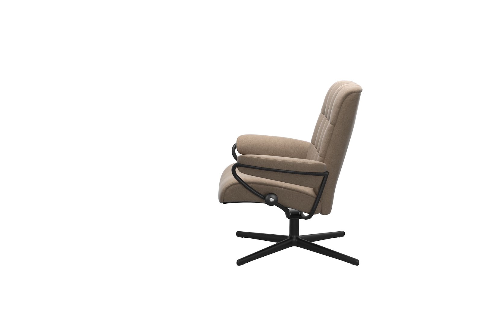 London lenestol lav I tekstil Magnolia beige og Cross sort understell