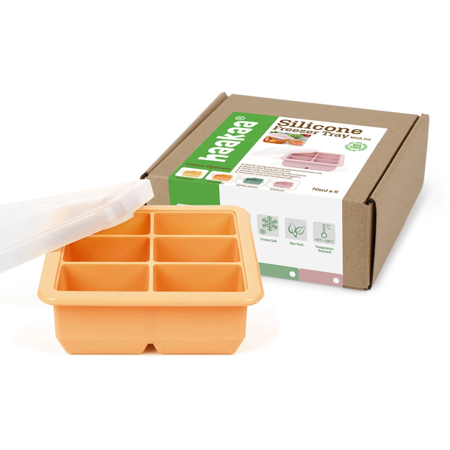 haakaa® Gefrierform, für Muttermilch oder Babynahrung 6 Fächer peach