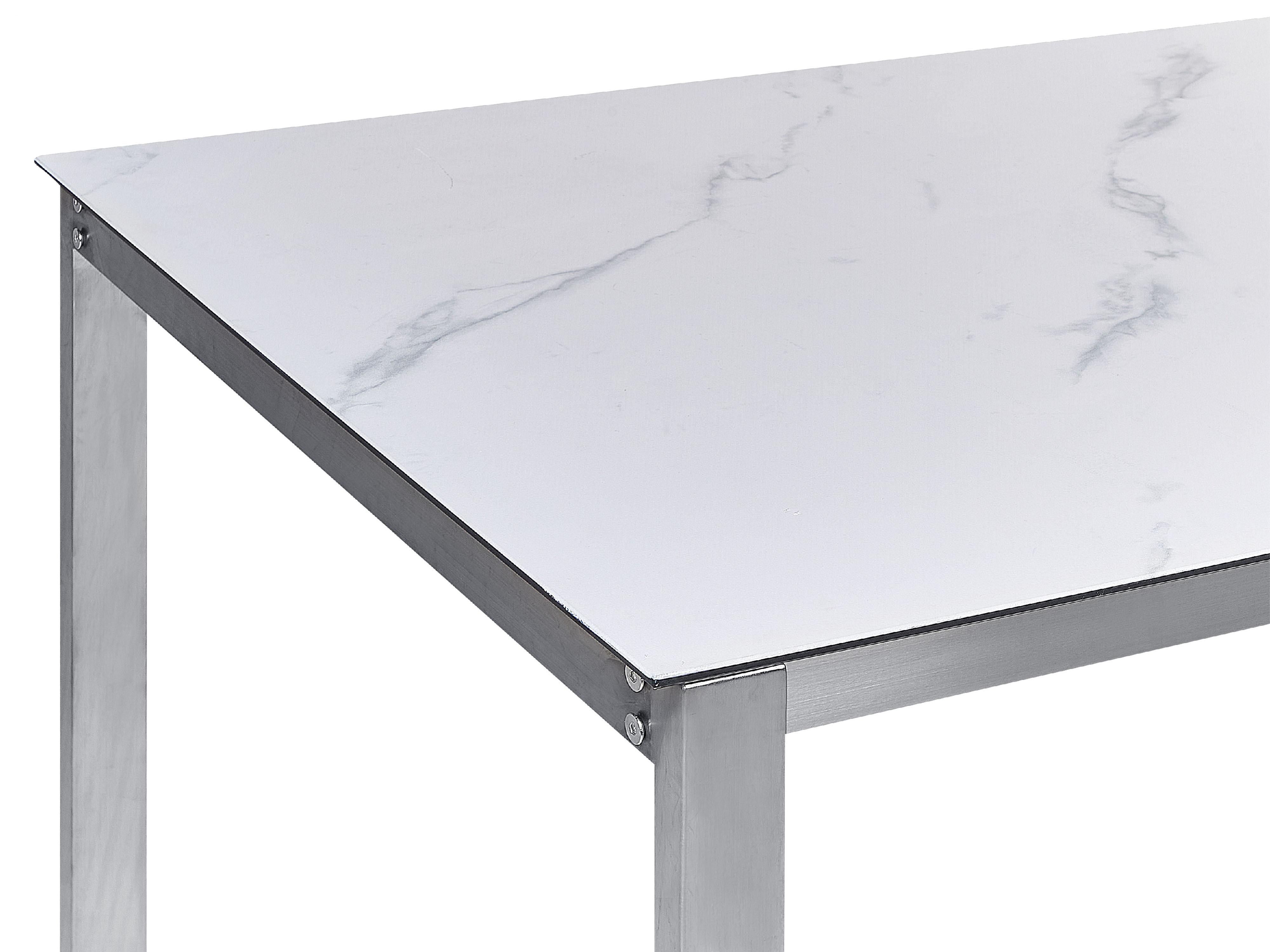 Tuinset 4-zits COSOLETO/GROSSETO Veiligheidsglas Marmereffect Wit marmer