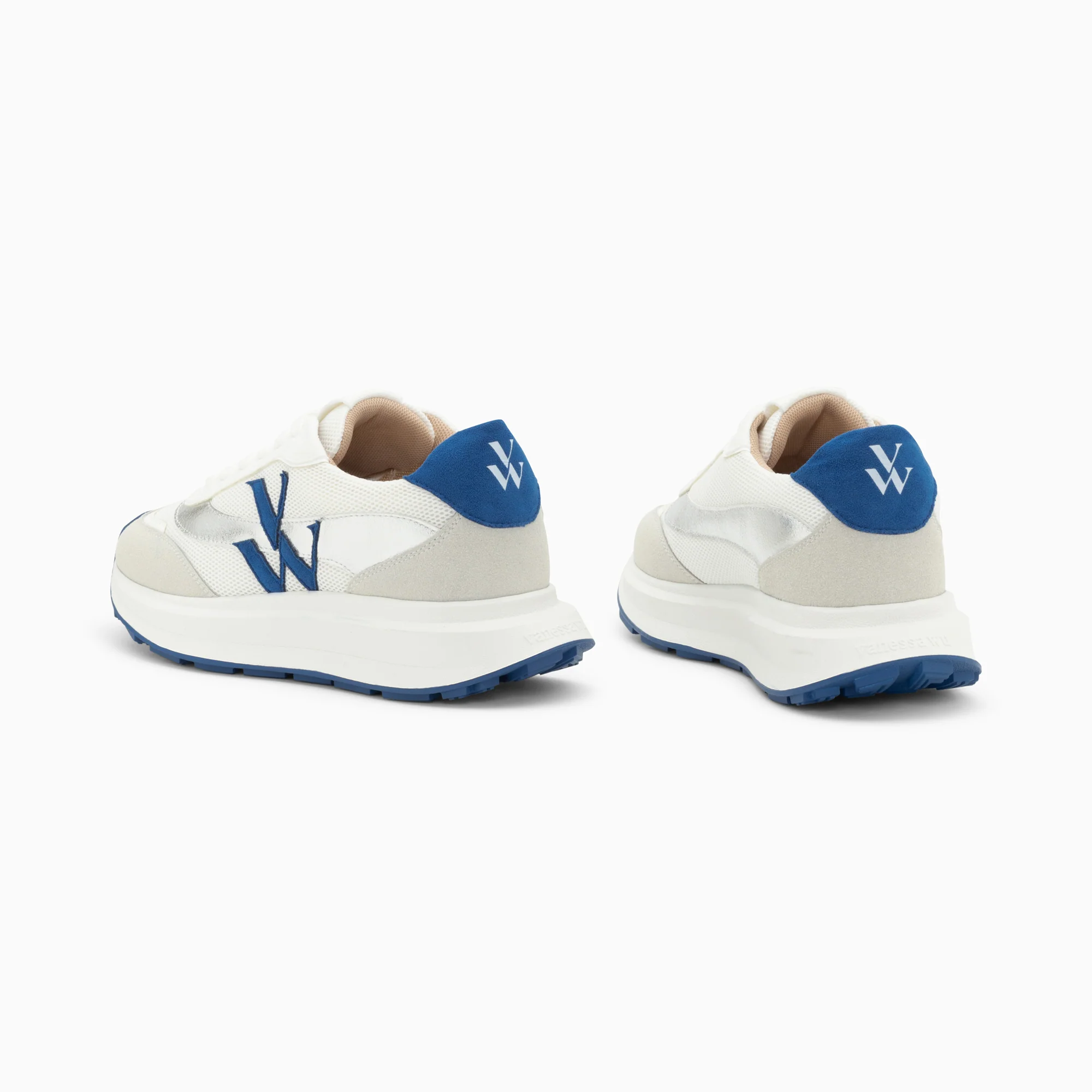 Sneakers-Baskets monogramme Lana bleu et argent à semelle oversize