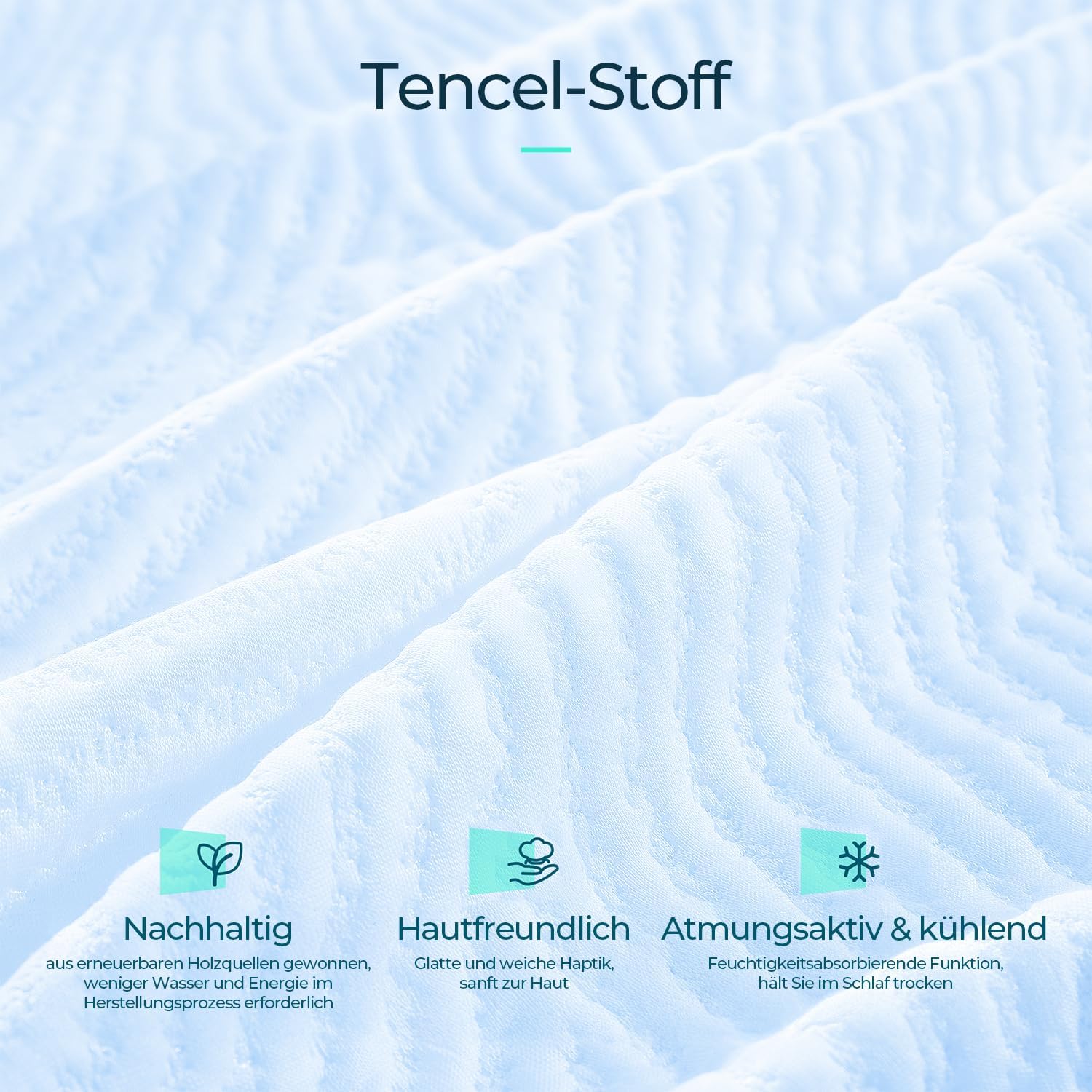 LINSY HOME Matratzentopper Gel Topper 180x200cm,7,5cm Höhe Topper aus Gel Memory Foam, H2/H3 Härte Gel Matratzentopper mit Waschbarer Tencel™-Bezug