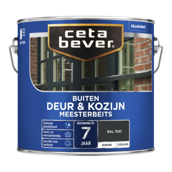 CetaBever Meesterbeits Deur & Kozijn zijdeglans dekkend RAL 7021 zwartgrijs 2,5 liter