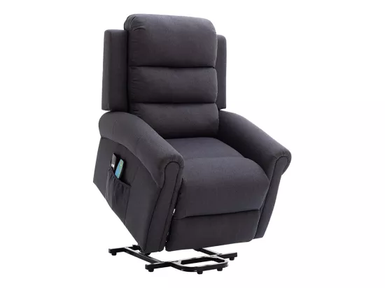Fauteuil massant en tissu avec releveur électrique - Gris anthracite - LOVARI