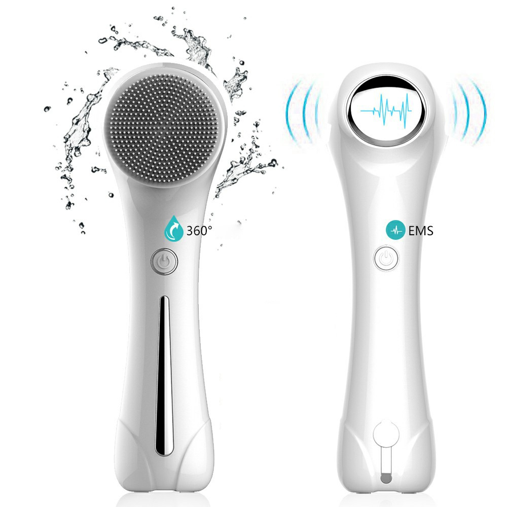 (6-tlg. Set) 2in1 Elektrischer USB Gesichtsreiniger / Gesichtsmassage Tiefenreinigung Reinigungsbürste - Weiss
