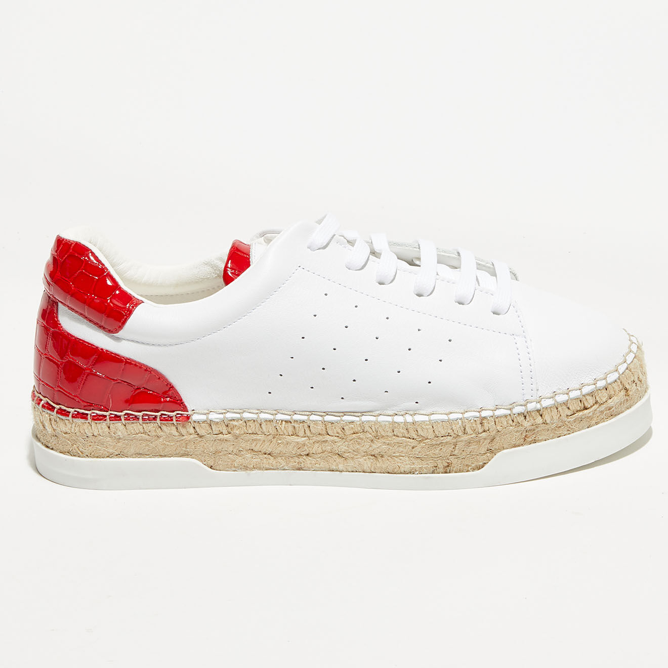 Canal Saint Martin Baskets espadrilles en Cuir Lancry blanc/rouge