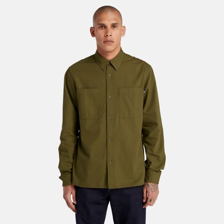 Camisa masculina Windham de algodão na cor verde.