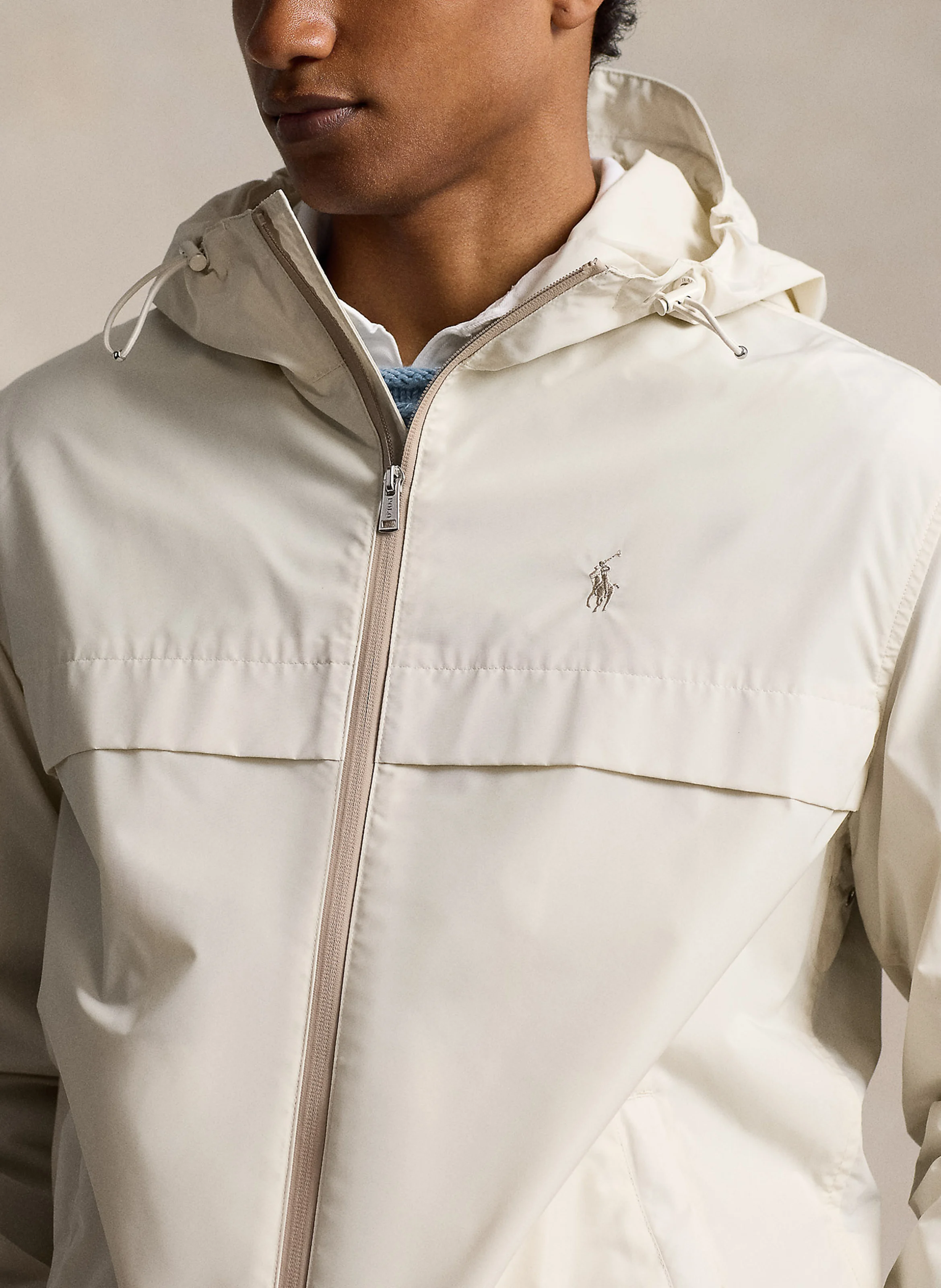Veste droite col montant | Bleu